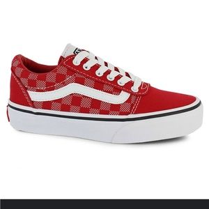 Red Checkered vans youth size 5